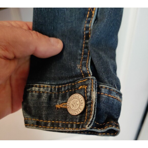 Aeropostale Distressed Denim Blue Jean Jacket Button Close Women sz Small Petite - Picture 6 of 8